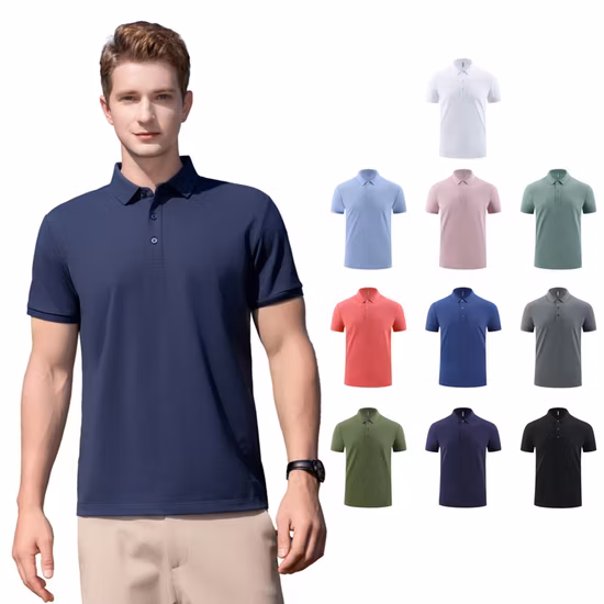 Men Polo T-Shirt Short Sleeve High Quality Cotton Pique Embroidery