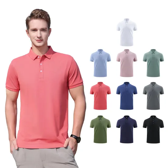 Men Polo T-Shirt Short Sleeve High Quality Cotton Pique Embroidery